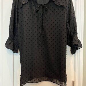 CeCe Black Textured Blouse | Size Medium